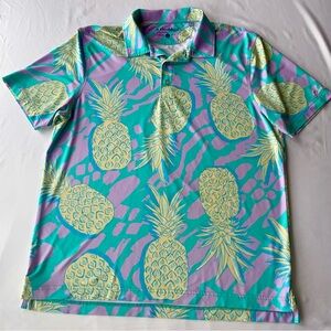 Chubbies Pineapple Performance Polo Men’s L Tropical Stretch Golf Summer